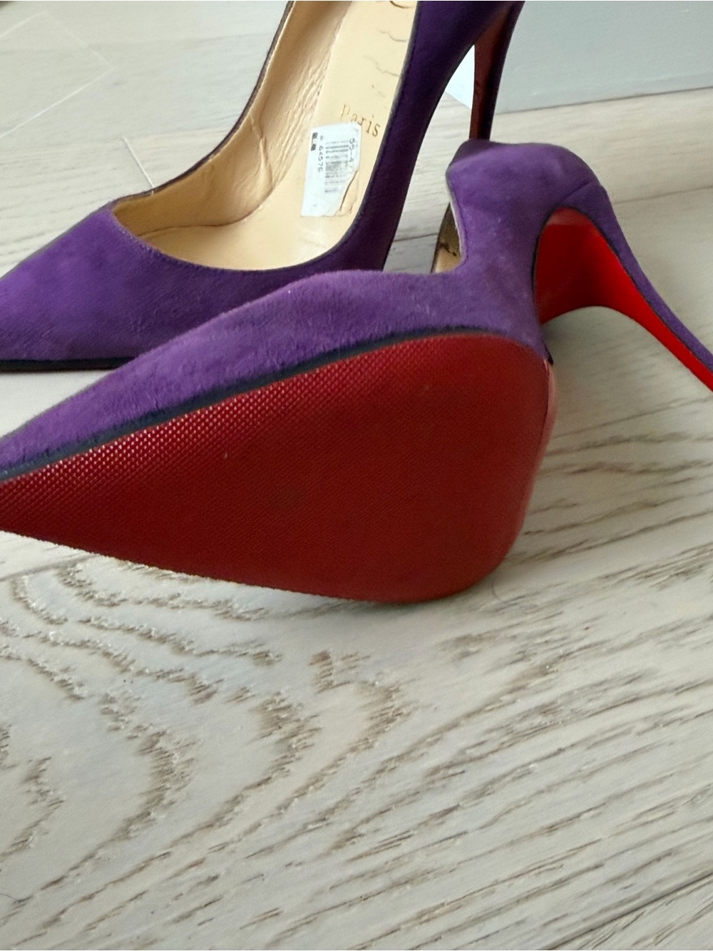Christian Louboutin Purple Suede Pointed-Toe Pumps - Picture 4 of 7